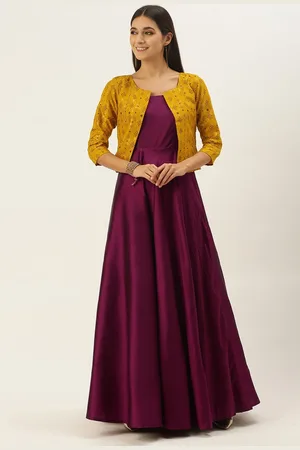 Ethnovog Round Neck Maxi Dress With Shrug