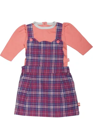 Nino Bambino Girls Pink & Blue Checked Organic Cotton Clothing Set
