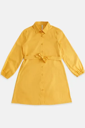 Pantaloons Girls Cotton Spread Collar Shirt Dress