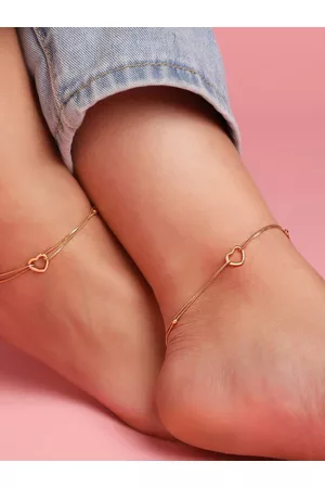 Zavya Women Pack Of 2 Rose Gold-Toned 925 Sterling Silver Anklet