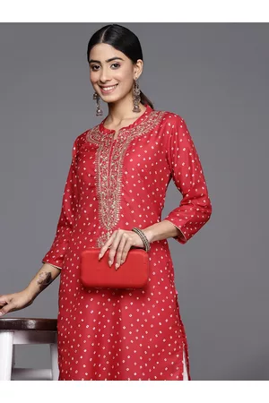 Varanga Bandhani Yoke Design Thread Work Kurta