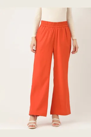 DressBerry Women Rust Orange Flared Trousers