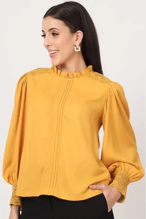 BEATNIK Lace Detailed Cuffed Sleeves High Neck Top