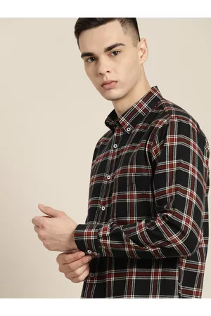 HANCOCK Men Premium Slim Fit Tartan Checked Flannel Pure Cotton Casual Shirt