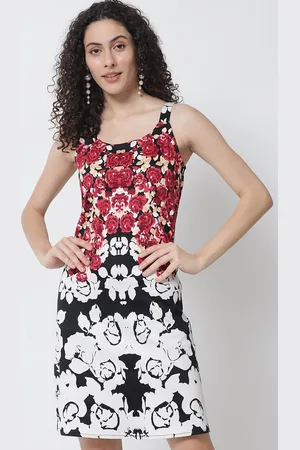 Tulsattva Black Floral Print Sheath Dress