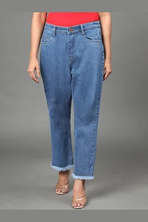 AngelFab Women Jean Straight Fit High-Rise Light Fade Cotton Jeans
