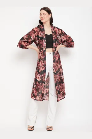 Color Cocktail Women Floral Printed Longline Shrug