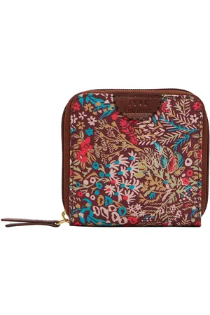 TEAL Women Floral Printed Canvas Zip Around Wallet
