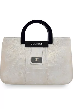 ESBEDA White Textured PU Structured Handheld Bag