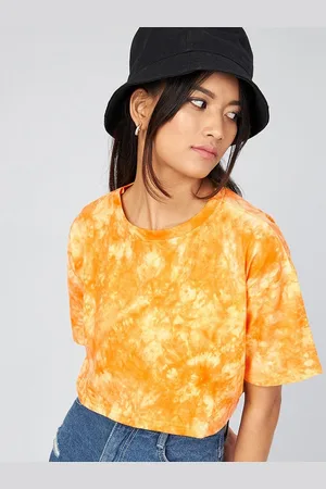 Chimpaaanzee Women Yellow Floral Printed Oversized T-shirt