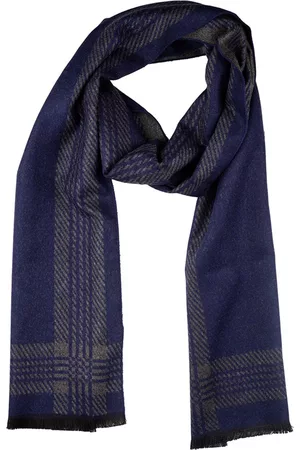 The Tie Hub Men Striped Woolen Scarf With Frayed Border