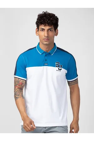 SPYKAR Men Colourblocked Polo Collar Slim Fit Cotton T-shirt