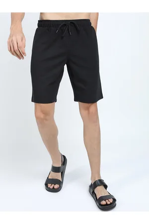 Highlander Men Black Knitted Mid Rise Shorts