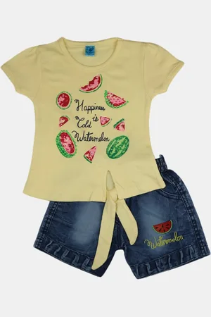 V-Mart Infant Girls Printed Pure Cotton T-shirt With Shorts