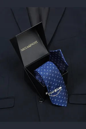 MUTAQINOTI Men Silk Necktie Accessory Gift Set