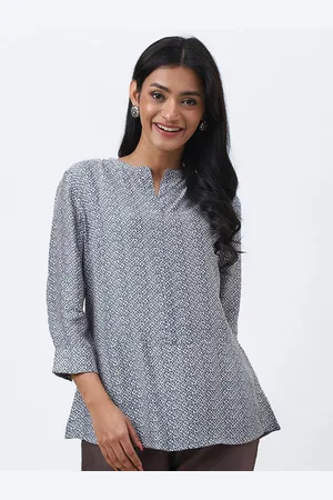 Fabindia Floral Printed Mandarin Collar Top
