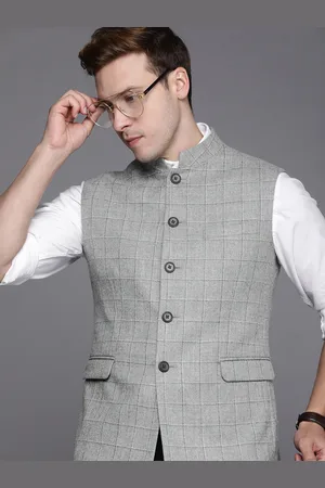 Checked hotsell nehru jacket