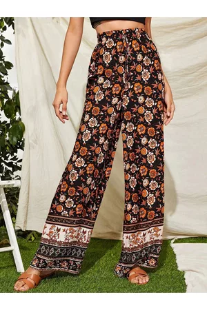 SHEIN VCAY Tribal Print Paperbag Waist Carrot Pants  SHEIN