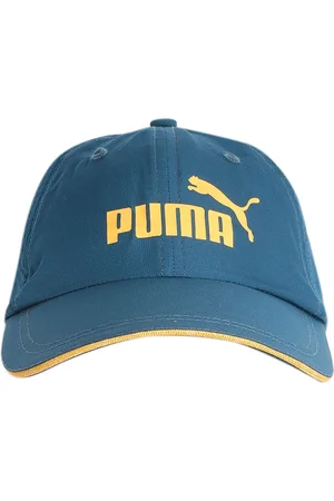 PUMA Unisex Teal Blue & Mustard Yellow Performance Visor Brand Logo Print Sports Cap