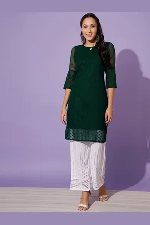 GUFRINA Floral Embroidered Panelled Kurta with Palazzos