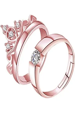 I Jewels Rose Gold & White Rose Gold Plated Adjustable Couple Rings
