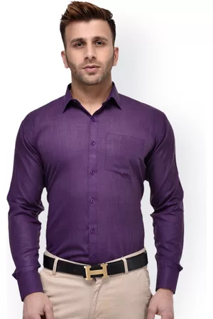 Hangup Men Purple Regular Fit Solid Formal Shirt