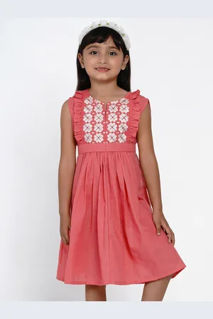 Bhama Girls Floral Embroidered Ruffles Fit & Flare Dress