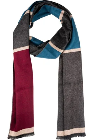The Tie Hub Men Colourblocked Woolen Scarf With Frayed Border