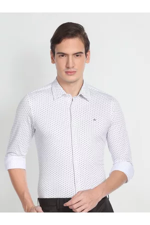 Arrow Printed Spread Collar Slim Fit Opaque Knitted Formal Shirt