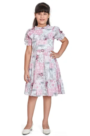 Peppermint Girls Spread Collar Abstract Printed Fit & Flare Dress