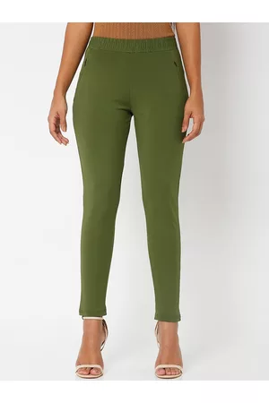 Smarty Pants Women Green Skinny Fit High-Rise Trousers