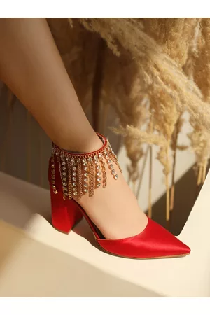 SAINT G. Embellished Leather Block Pumps