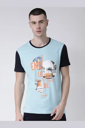 Club York Men Blue Printed Cotton T-shirt