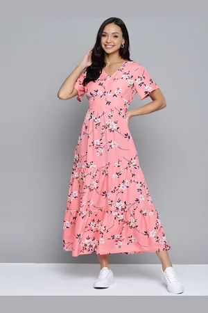 Mast & Harbour Floral Print Crepe Fit & Flare Midi Dress
