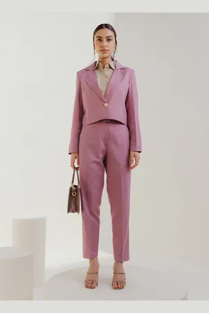 Dlanxa Women Pink Single-Breasted Two-Piece Suit