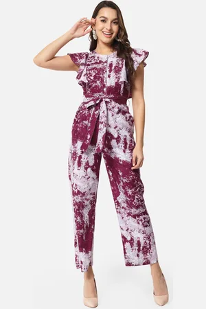 ALL WAYS YOU Abstract Printed Culottes Jumpsuit Waist Tie Ups