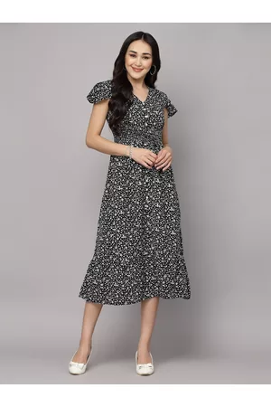 Aayu Floral Print Crepe Midi Dress