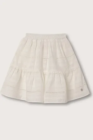 Blue Giraffe Girls Self Design Pure Cotton Tiered Skirt