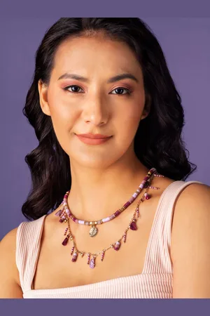 Priyaasi Sequin Stack Beaded Charm Gold-Plated Necklace