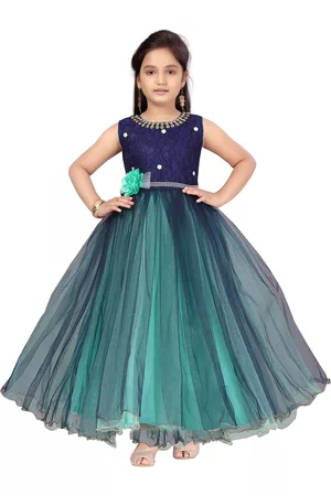 Aarika Green & Navy Blue Embellished Net Maxi Dress