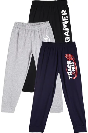 Fashionable Girls Pack Of 3 Typography Printed Cotton Joggers