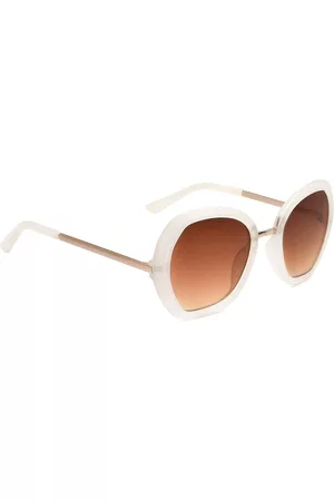 Peter Jones Eyewear Women Brown Lens & White UV Protected Oversized Sunglasses RD020TBW