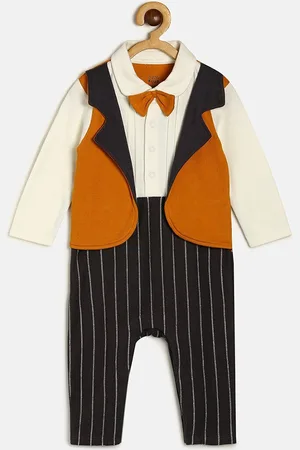MINI KLUB Infant Boys Self Design Cotton Rompers