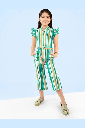naughty ninos Girls Striped Basic Jumpsuit