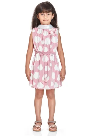 Peppermint Girls Abstract Printed Accordion Pleats Fit & Flare Dress