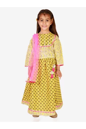 Superminis Girls Printed Ready to Wear Pure Cotton Lehenga & Blouse With Dupatta