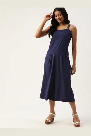 DressBerry Navy Blue Solid Culotte Jumpsuit
