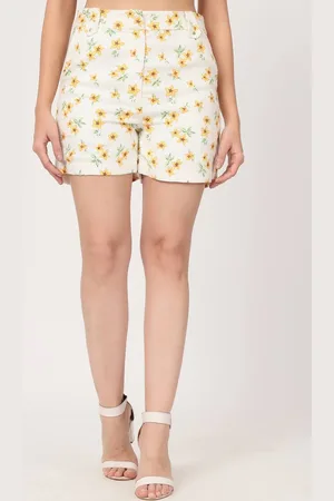 BEATNIK Women Floral Printed High-Rise Cotton Regular Shorts
