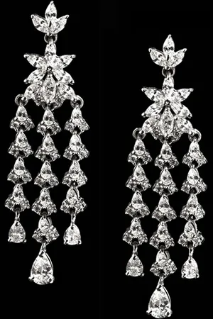 CLARA 925 Sterling Silver Rhodium-Plated Floral Design Contemporary Drop Earrings