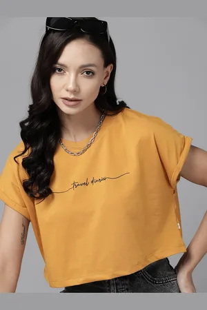 Roadster Typography Printed Boxy Crop Top